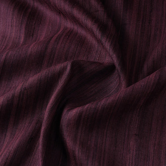 Wine Color Handwoven Pure Desi Ghicha Tussar Silk Fabric