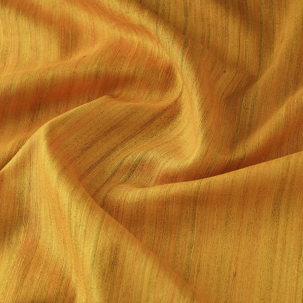 Yellow Color Handwoven Pure Desi Ghicha Tussar Silk Fabric