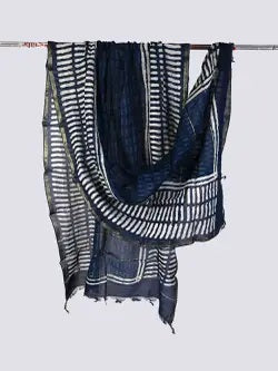 Jheel Sanganeri Block Print Chanderi Silk Dupatta