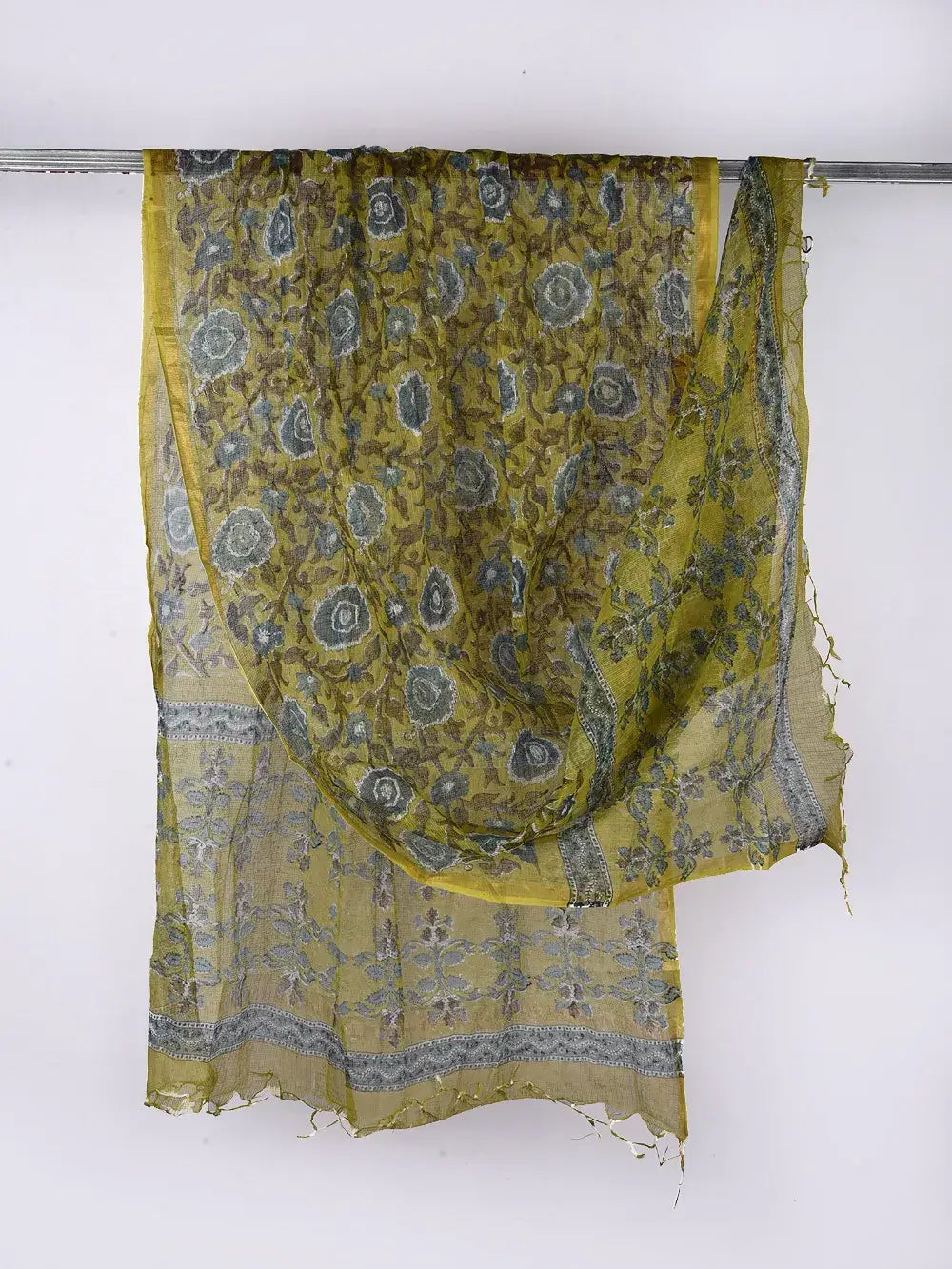 Mint Vibes Handblock Print Kota Doria Dupatta