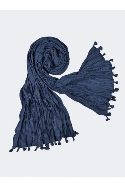 Navy Blue Mull Cotton Dupatta With Tassels 2.5 meter x 42 Inches