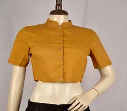 Mustard Color Stitched Cotton Blouse