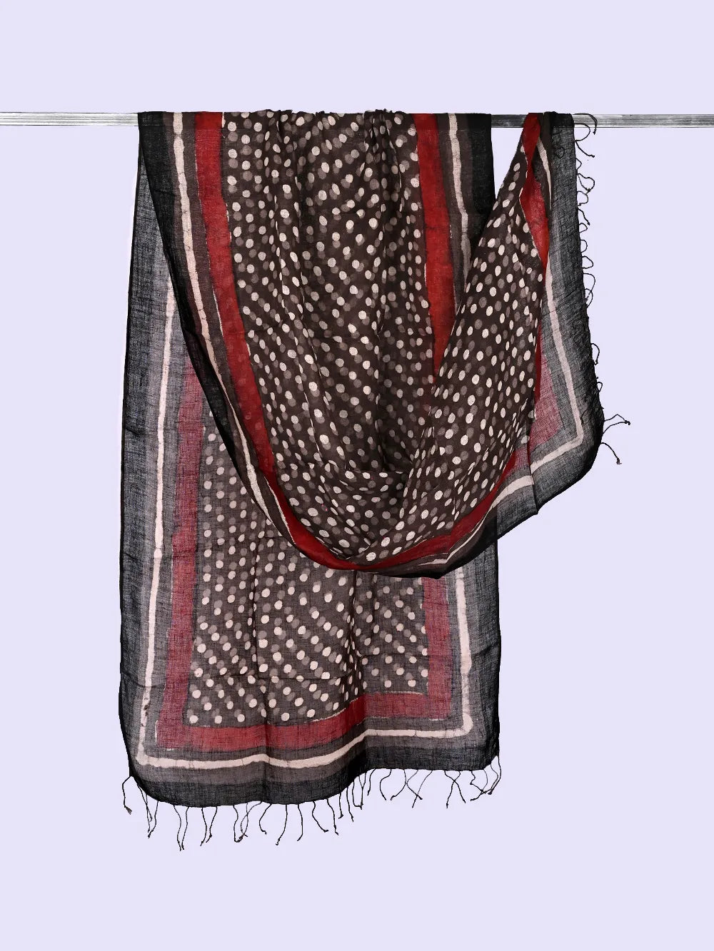 block print pure linen dupatta - desi weaves