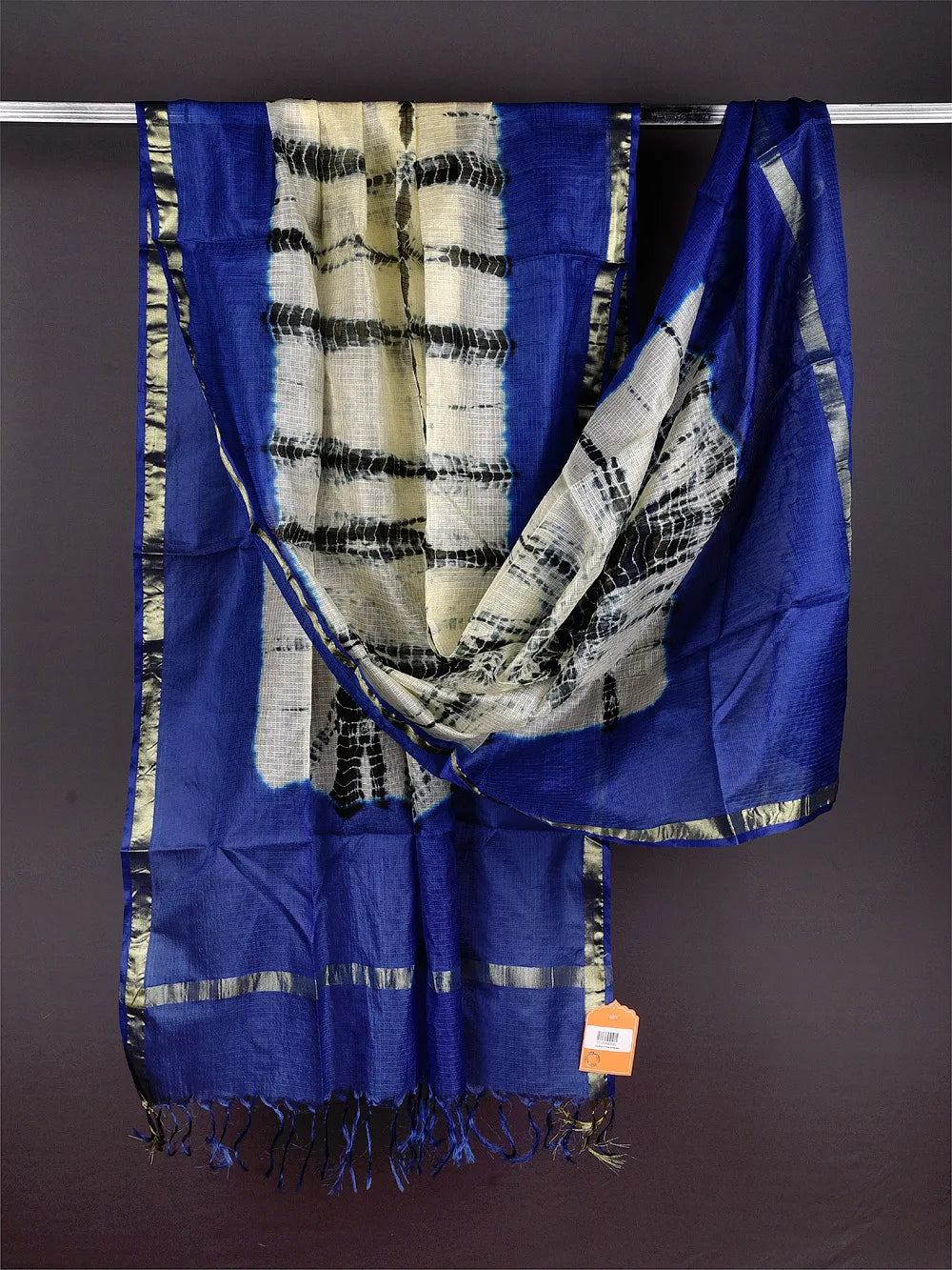 Deep Blue Color Semi Silk Kota Doria Dupatta