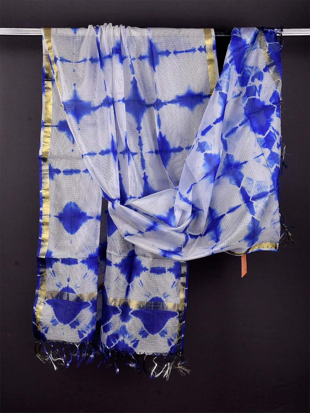 Blue & White Semi  Silk Kota Doria Dupatta