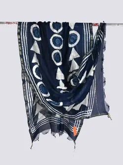 Raga Sama Sanganeri Block Print Chanderi Silk Dupatta