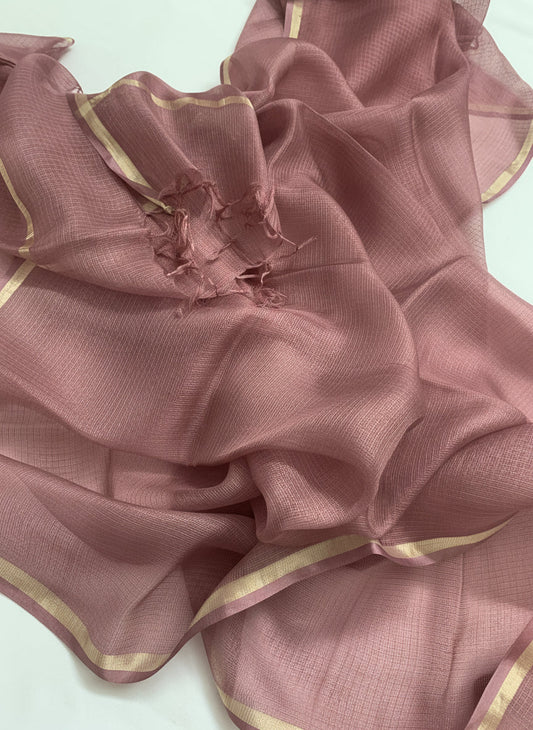 Rose Gold Pure Kota Silk Dupatta