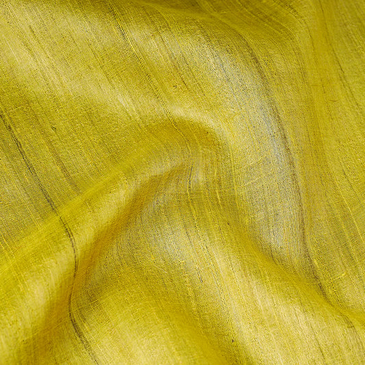 Yellow Color Handwoven Pure Desi Ghicha Tussar Silk Fabric