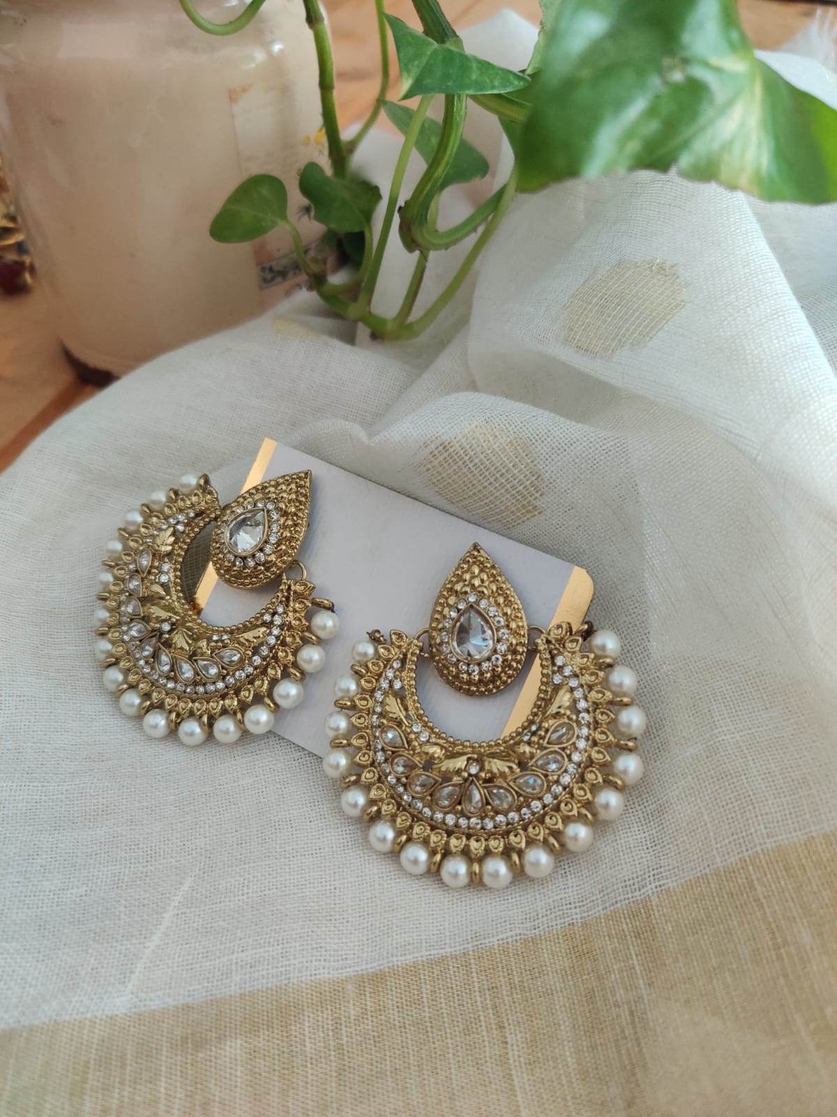 Pearls & Golden Handmade Earrings