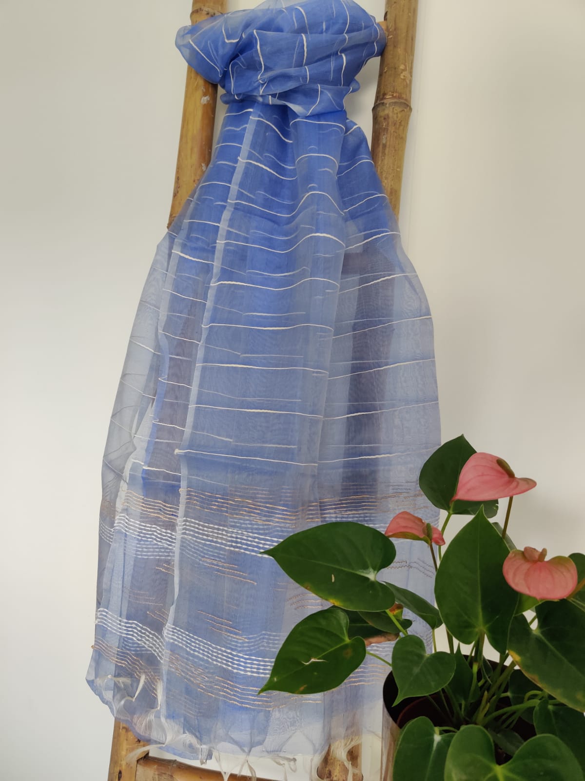 Snowdrop Handwoven Organza Tussar Silk Dupatta