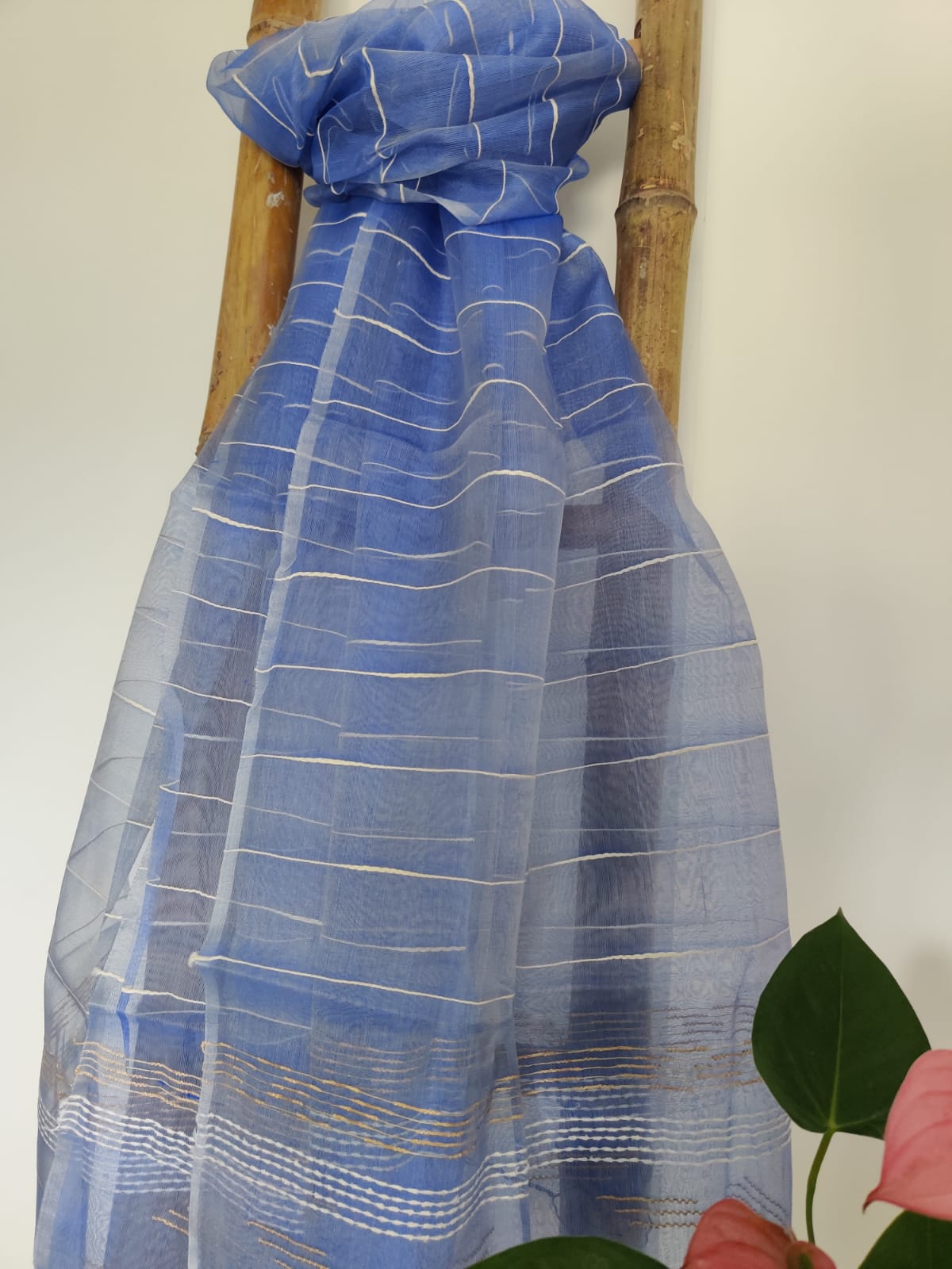 Snowdrop Handwoven Organza Tussar Silk Dupatta