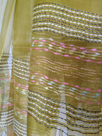 Shamiana Handwoven Organza Tussar Silk Dupatta