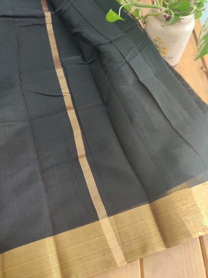 Black & Gold Chanderi Silk Cotton Saree