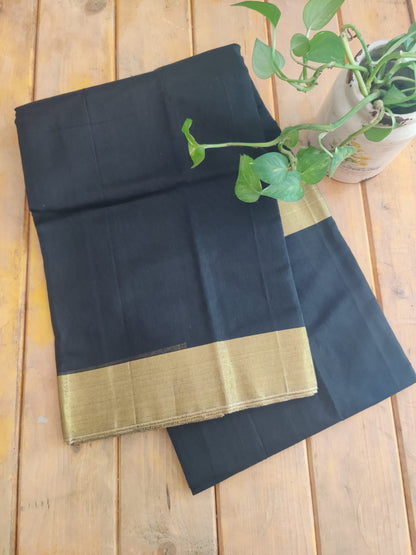 Black & Gold Chanderi Silk Cotton Saree