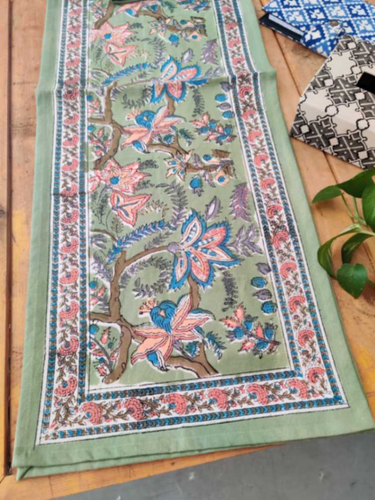 Kahani Hand Block Printed Cotton Table Runner