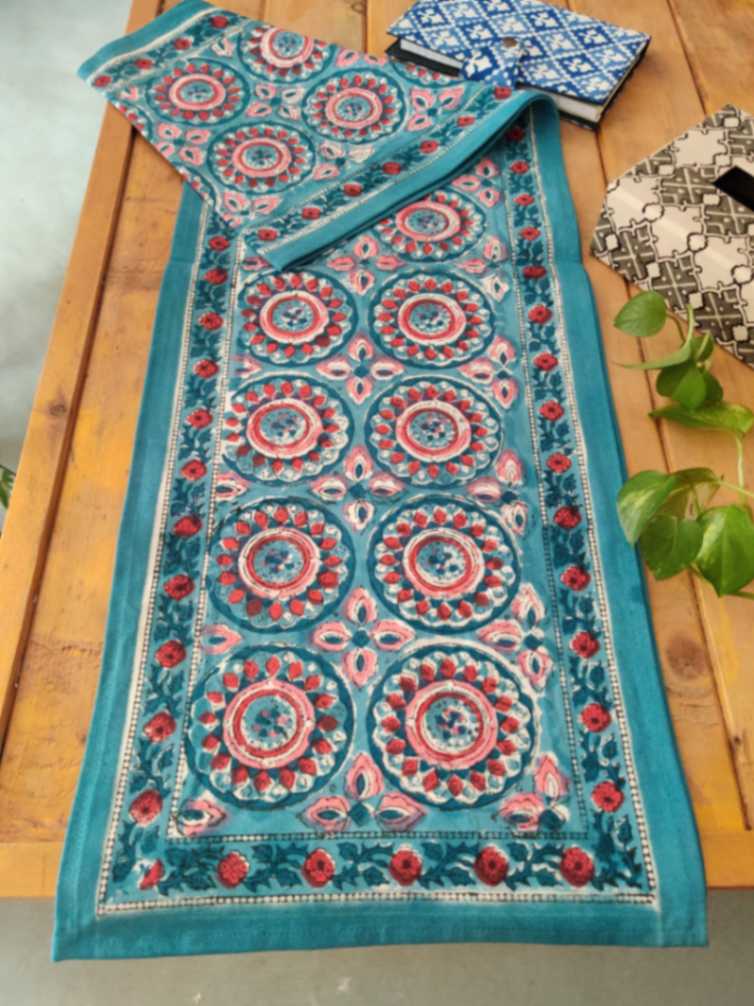 Mann Hand Block Printed Cotton Table Runner