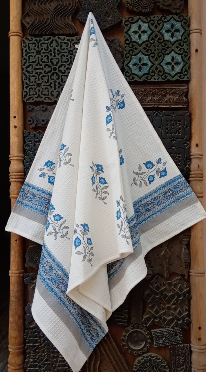 Sohana Block Printed Pure Waffle Cotton Towel