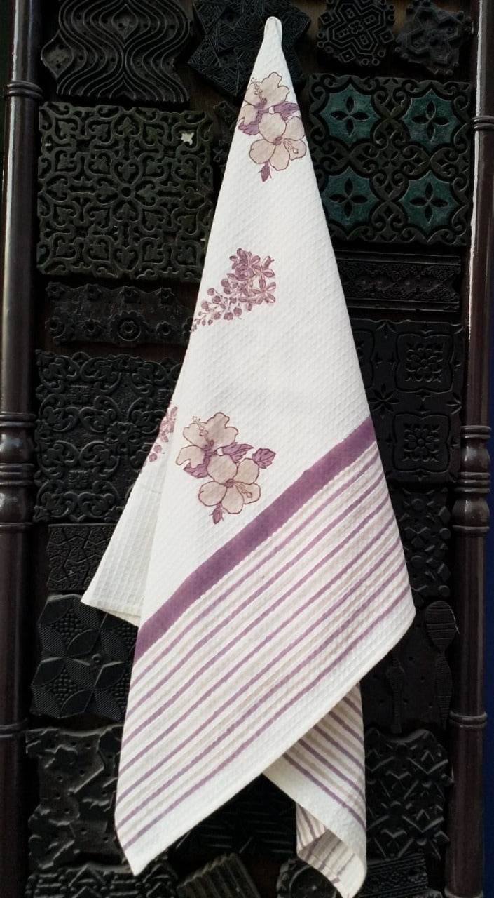 Sakha Block Printed Pure Waffle Cotton Towel