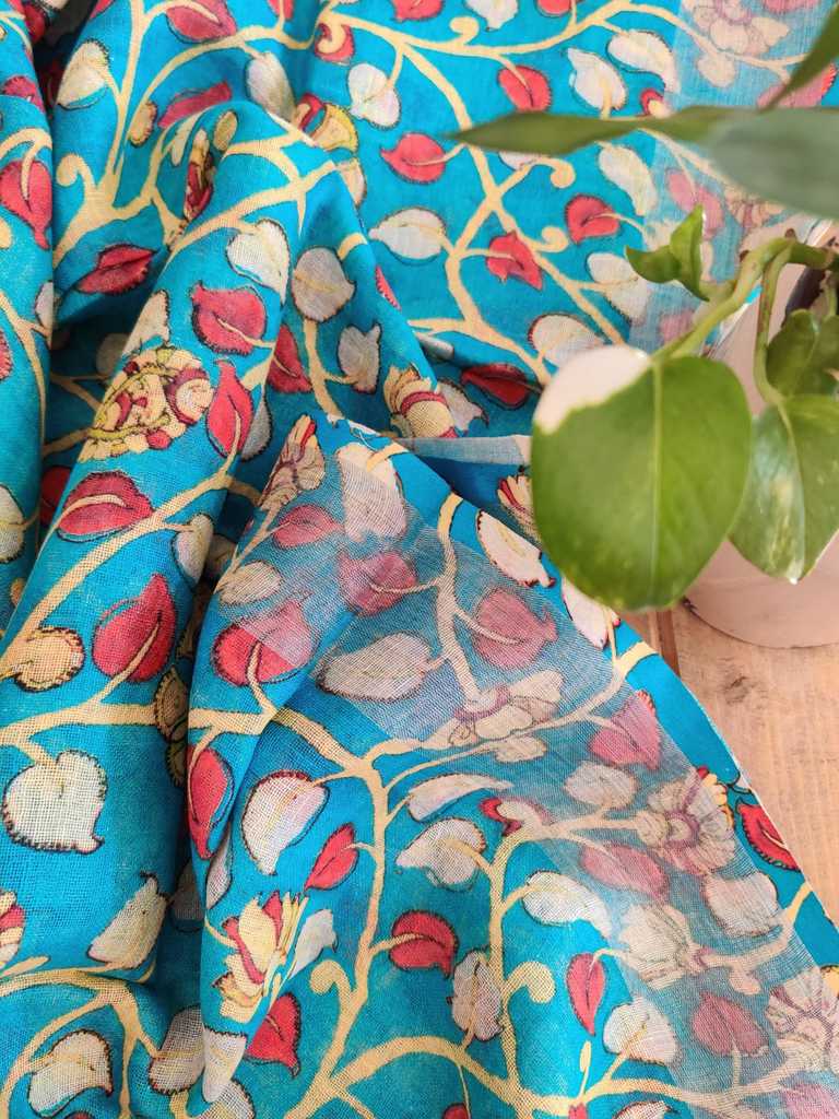 Printed Pure Linen Dupatta Online  - Desi Weaves