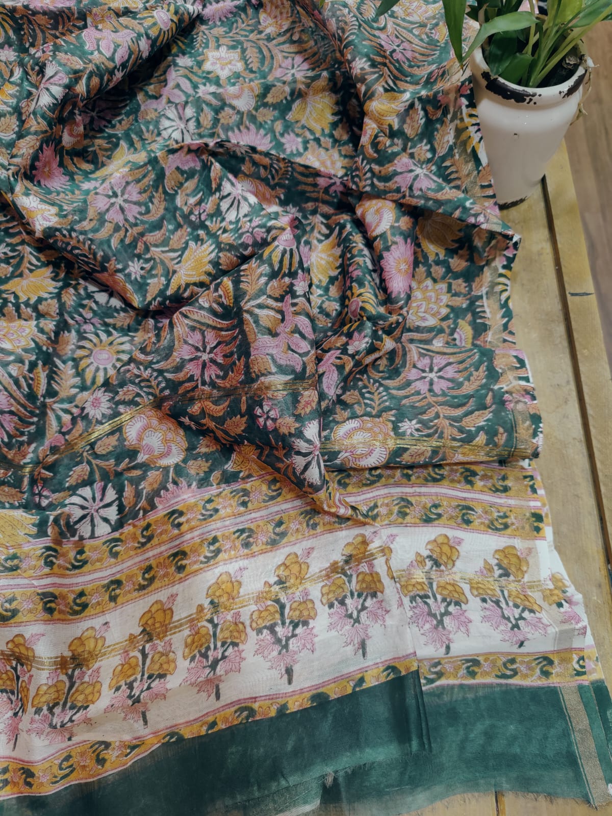 Dhara Sanganeri Block Print Chanderi Silk Dupatta