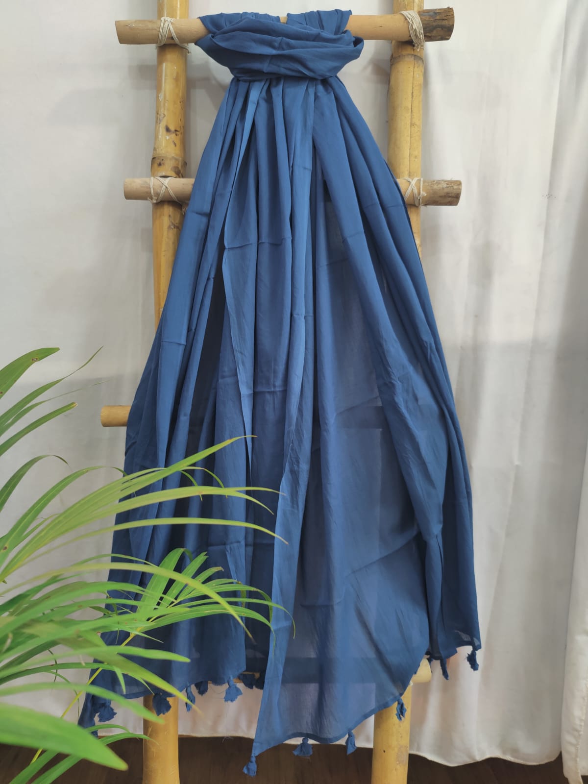 Blue Cotton Dupatta Online - Desi Weaves