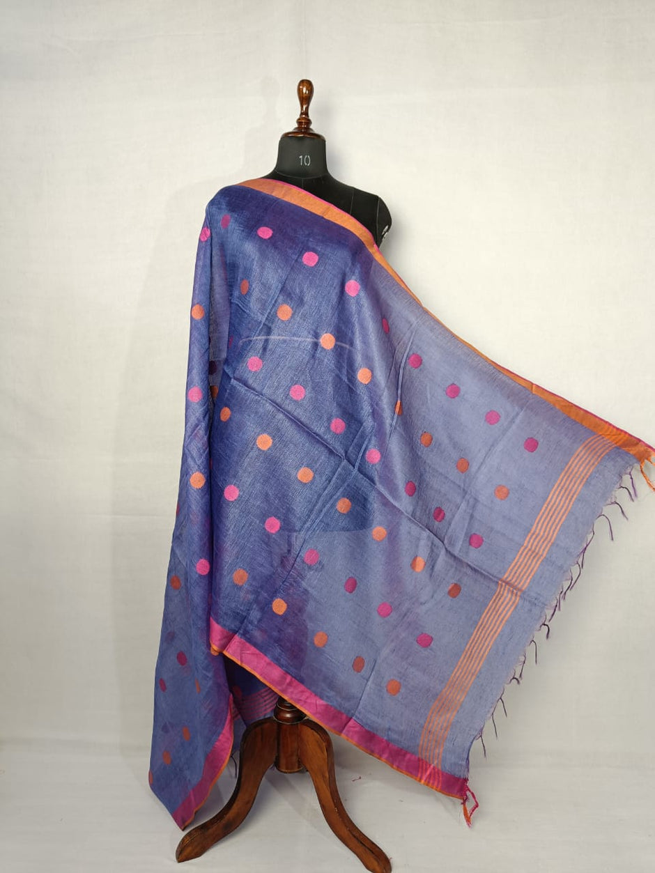 Elegant Hand Dyed Slub Linen Black Dupatta main image 1