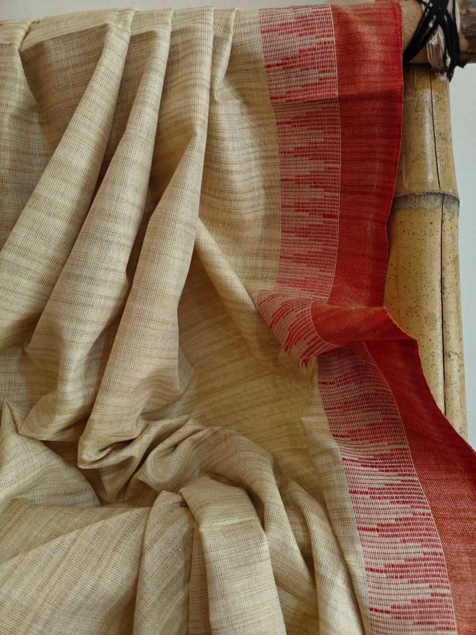 Red Border Khadi Silk Cotton Dupatta