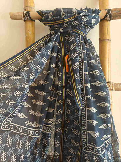 Indigo Vibes Hand Block Printed Mull Cotton Dupatta