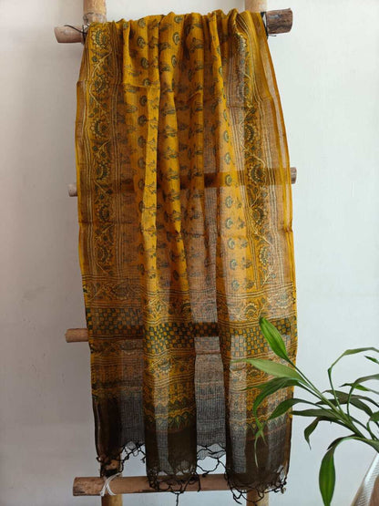 Desi Weaves Zehan Ajrakh Handcrafted Kota Doria Dupatta