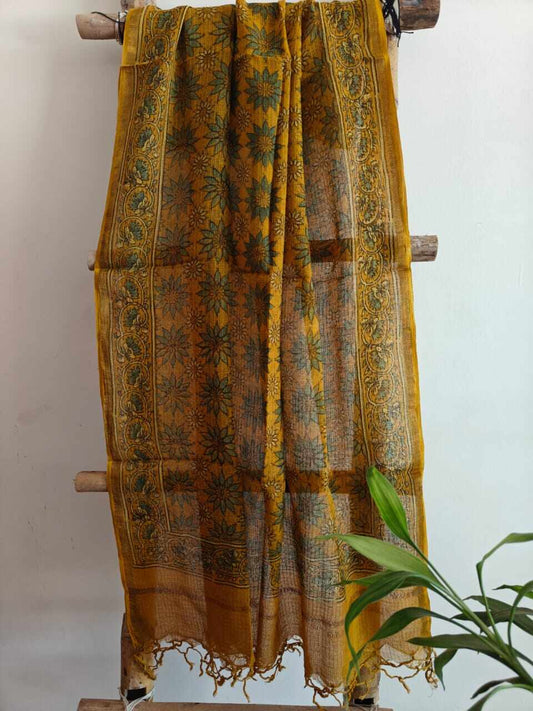 Desi Weaves Gulbagh Ajrakh Handcrafted Kota Doria Dupatta