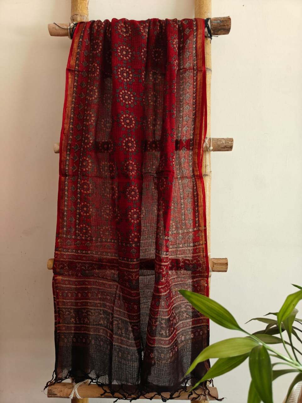 Ajrakh Kota Doria Dupatta - Desi Weaves