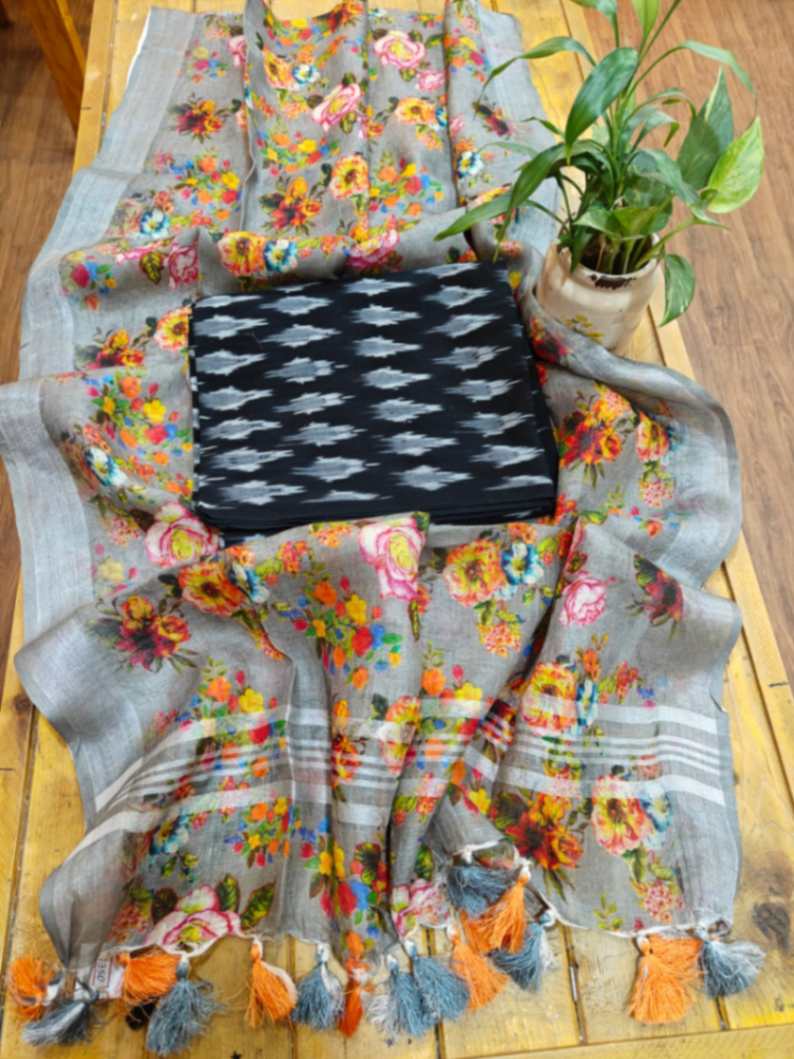 Linen ikkat suit dupatta set