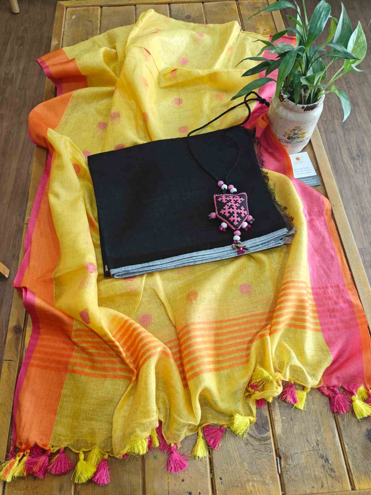 Pure Linen Top & Pure Linen Dupatta - 2 Piece Set