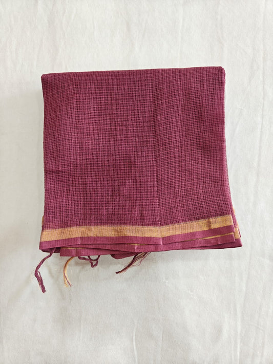 Burgundy Zari Border Cotton Kota Doria Dupatta