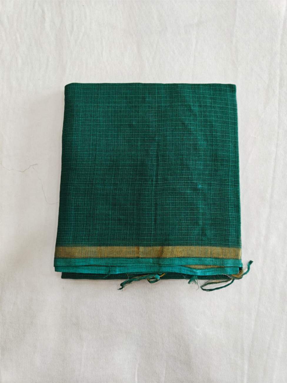 Dark Green Cotton Kota Doria Zari Border Dupatta