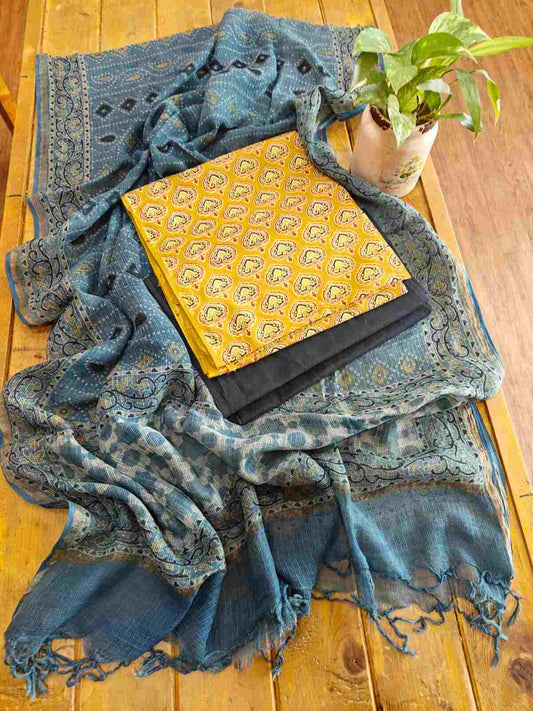 Ajrakh Cotton Top & Kota Ajrakh Dupatta Suit Set