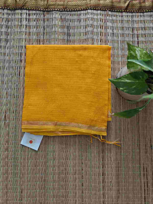 Turmeric Yellow Cotton Kota Doria Zari Border Dupatta