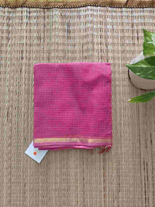 Onion Pink Cotton Kota Doria Zari Border Dupatta