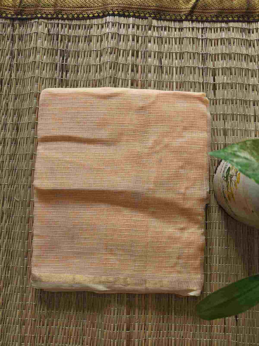 Light Peach Cotton Kota Doria Zari Border Dupatta