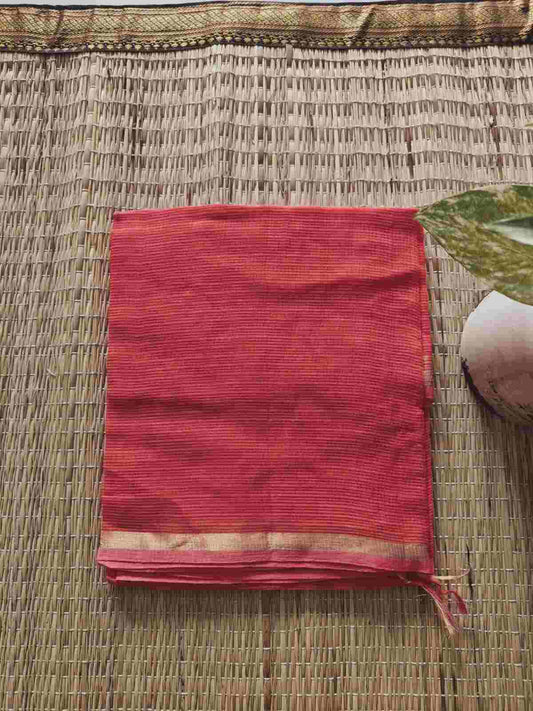 Scarlet Red Cotton Kota Doria Zari Border Dupatta