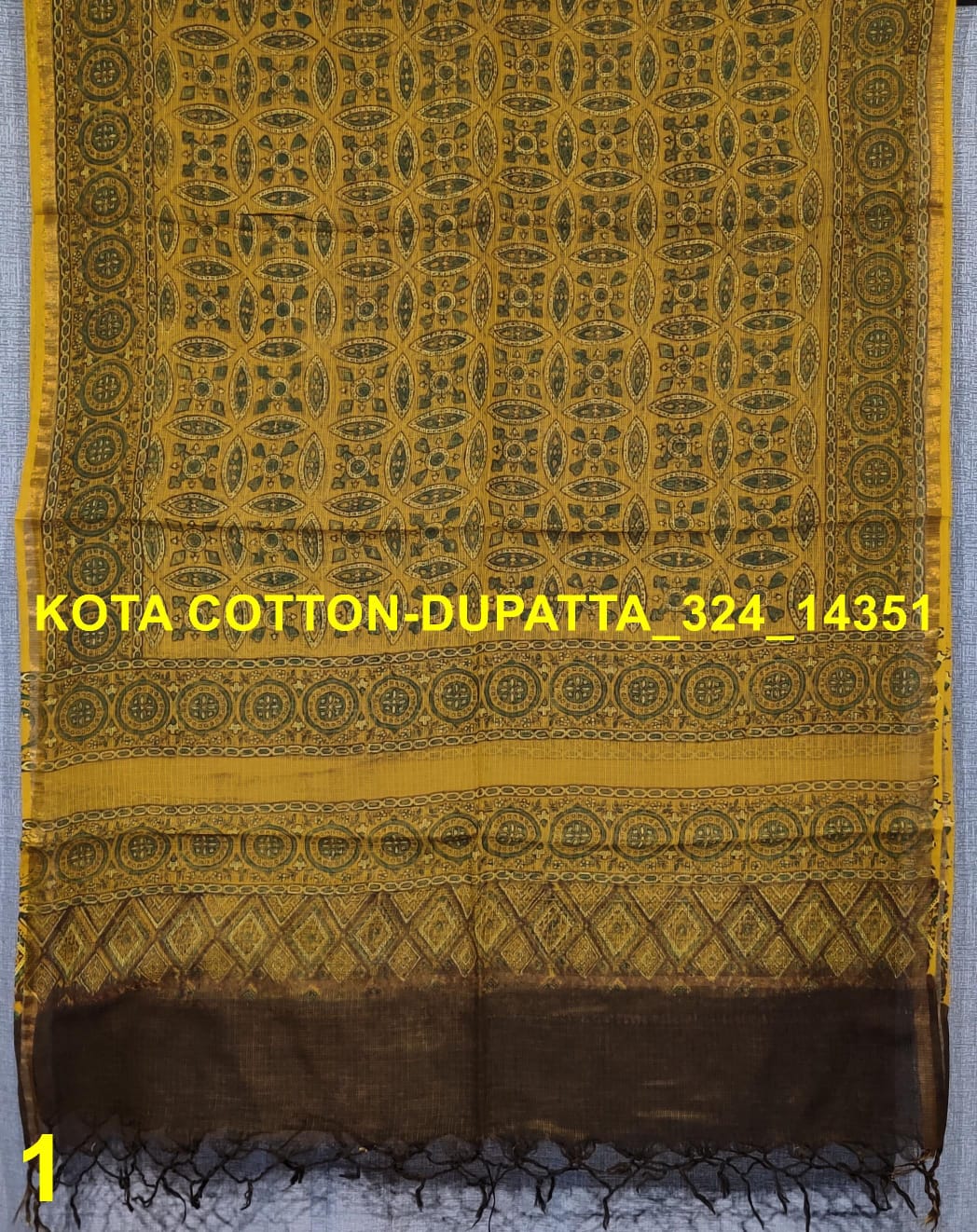 Ajrakh Block Print Kota Doria Dupatta