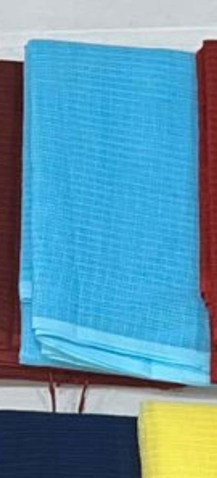 Bright Sky Blue Plain Cotton Kota Doria Dupatta