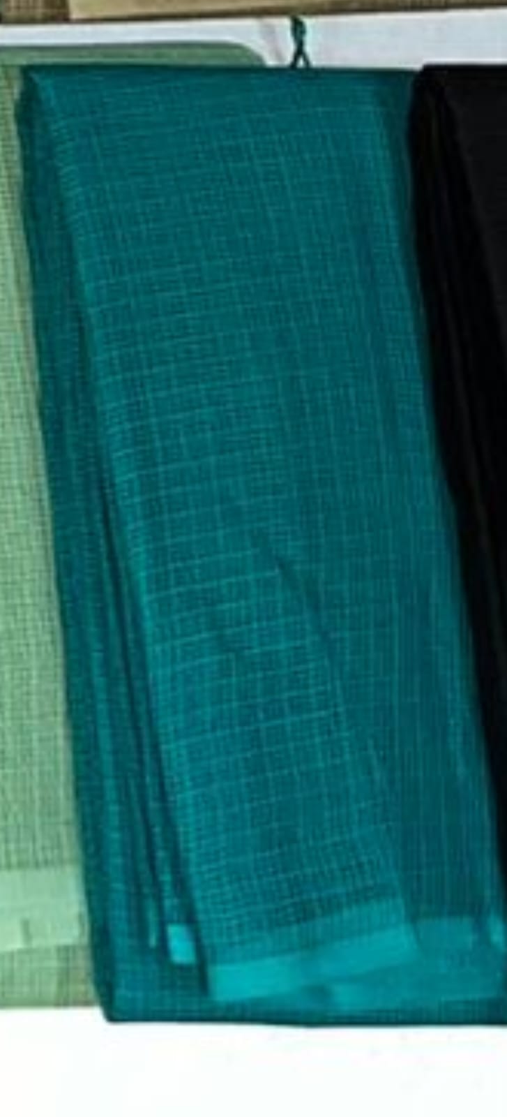 Turquoise Green Plain Cotton Kota Doria Dupatta