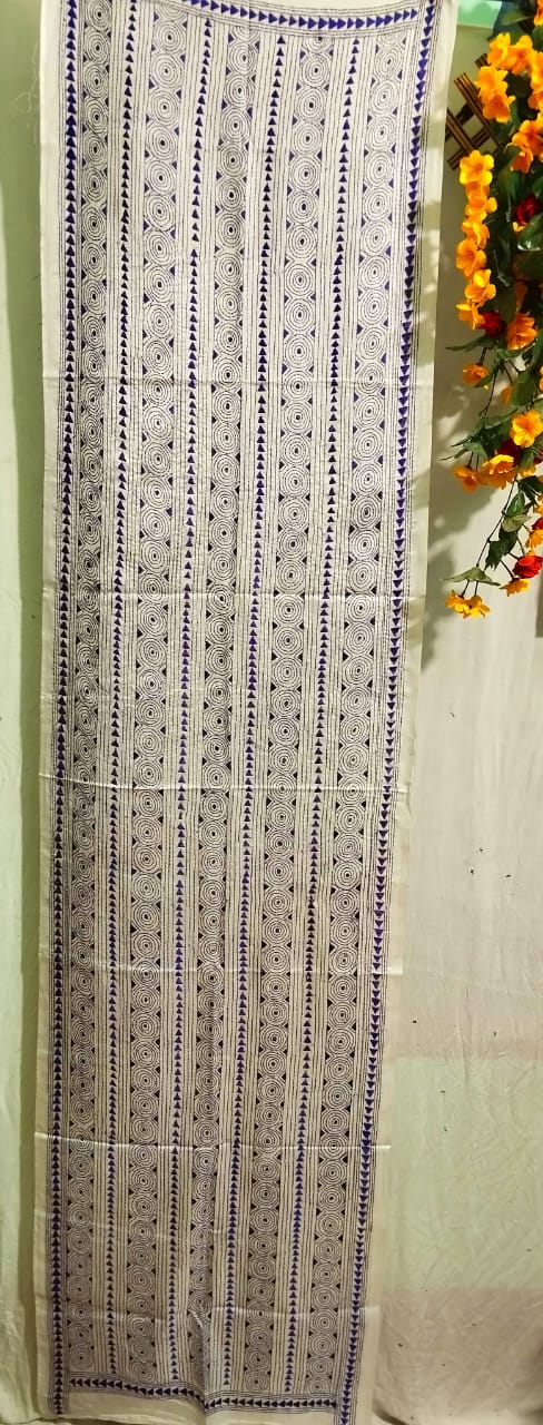 Hand Embroidered Bengal Kantha Stitch Bangalore Silk Stole