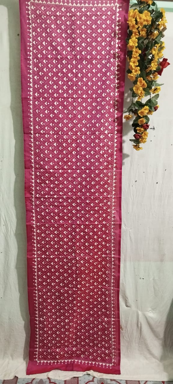 Hand Embroidered Bengal Kantha Stitch Bangalore Silk Stole