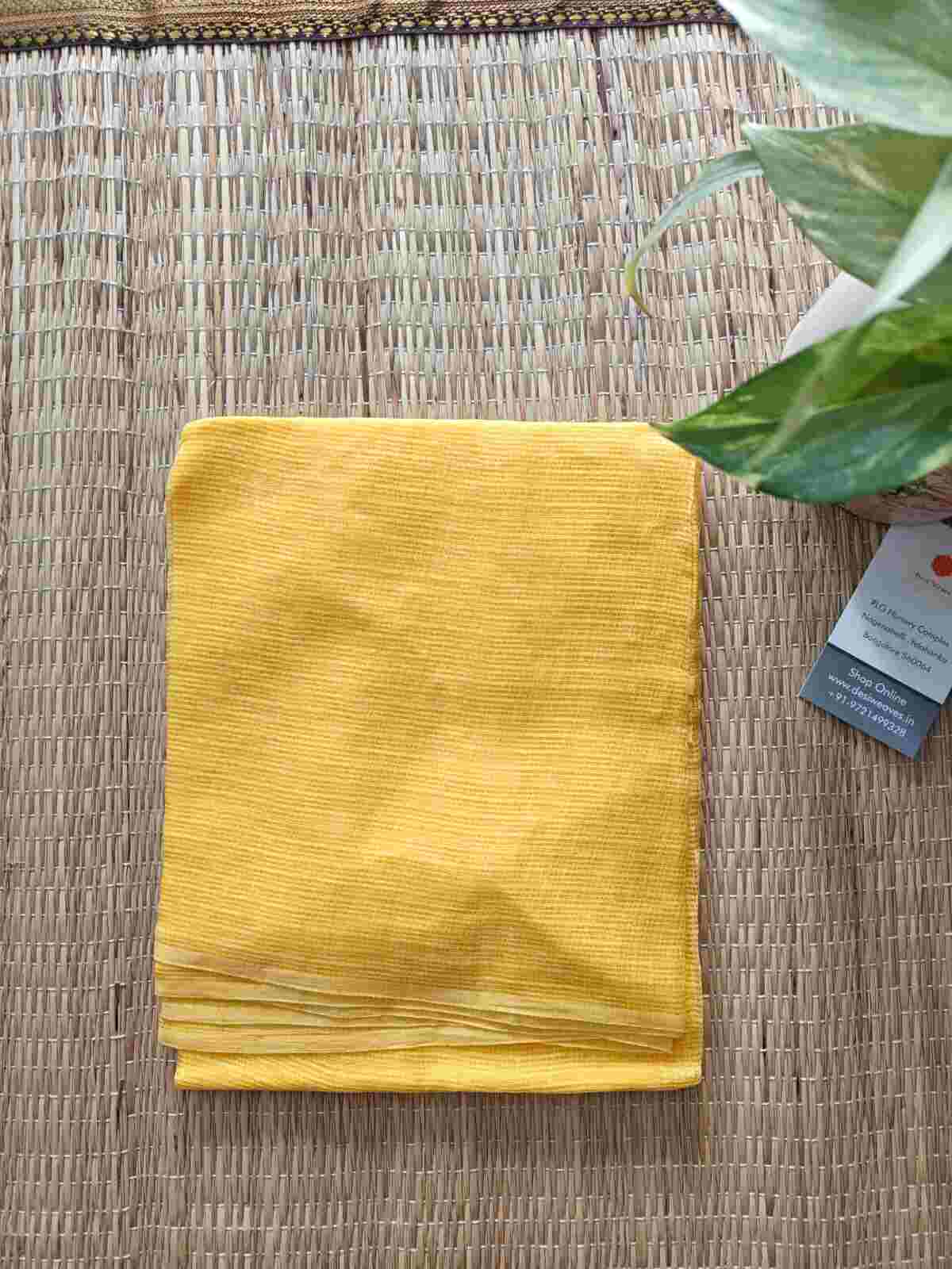 Yellow Plain Cotton Kota Doria Dupatta