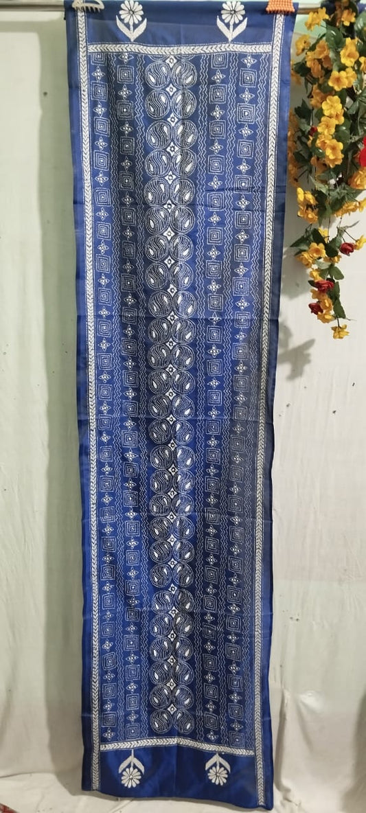 Hand Embroidered Bengal Kantha Stitch Silk Stole