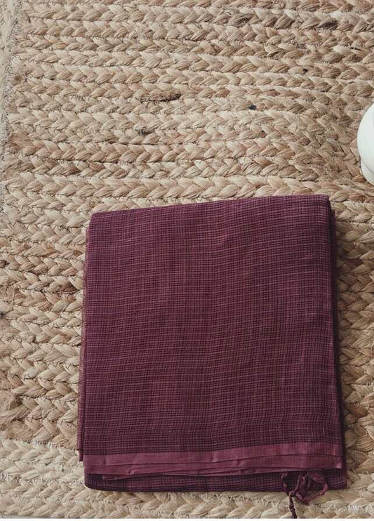 Wine Color Cotton Kota Doria Plain Dupatta