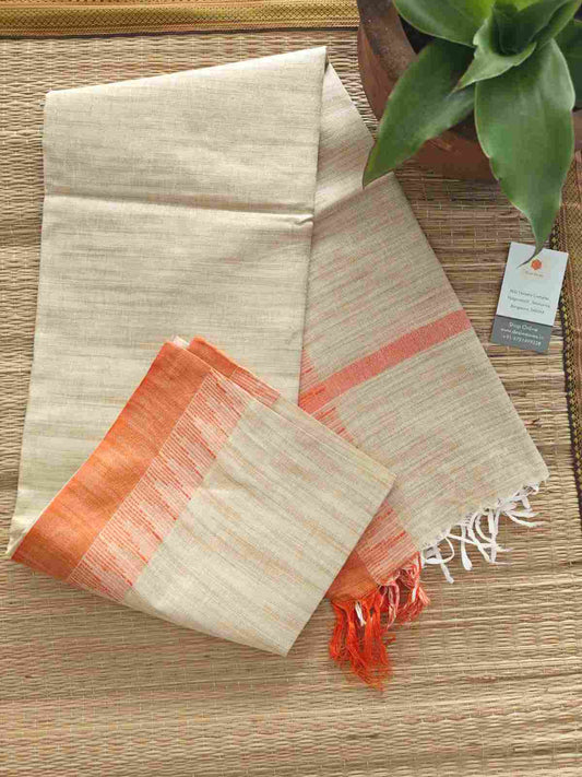 Orange Border Khadi Silk Cotton Dupatta