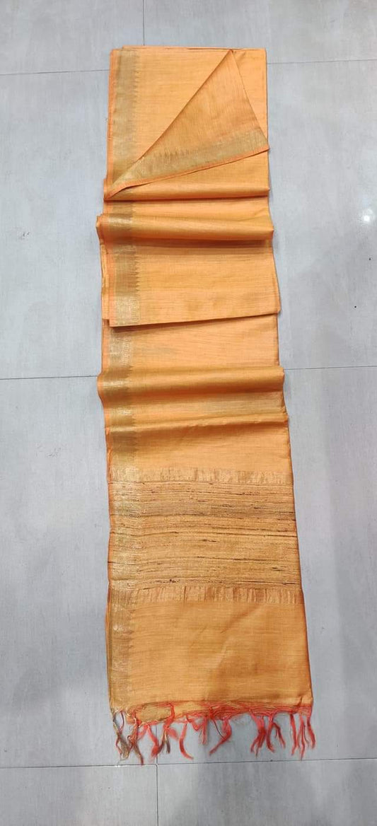 Sunset Yellow Handloom Pure Munga Tussar Silk Saree